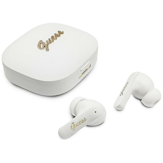 Handsfree Bluetooth Guess Script Metal Logo, TWS, Bílý