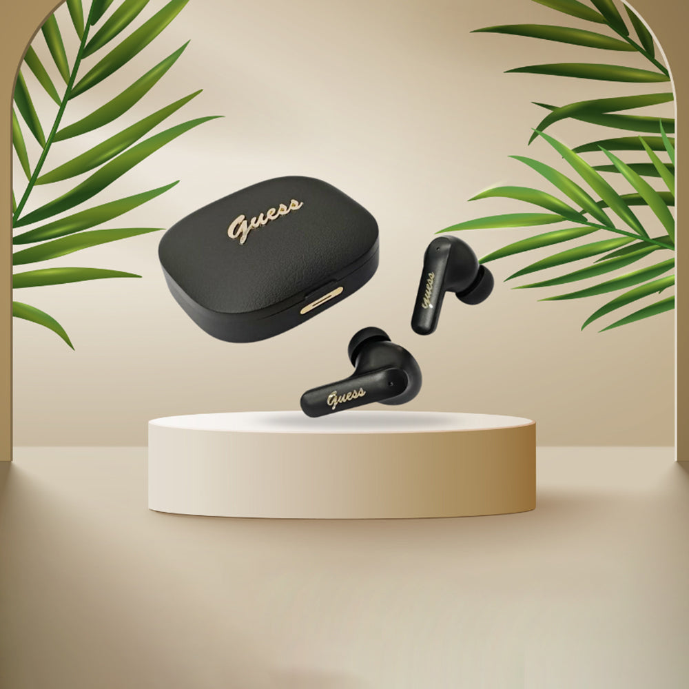 Handsfree Bluetooth Guess Script Metal Logo, TWS, Černá