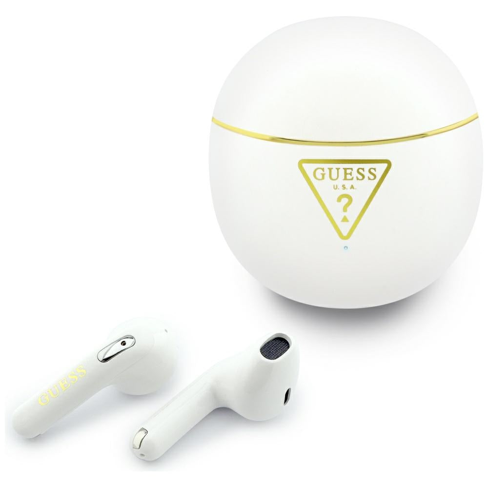 Handsfree Bluetooth Guess Script Print, TWS, Bílá