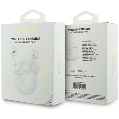 Handsfree Bluetooth Guess Script Print, TWS, Bílá
