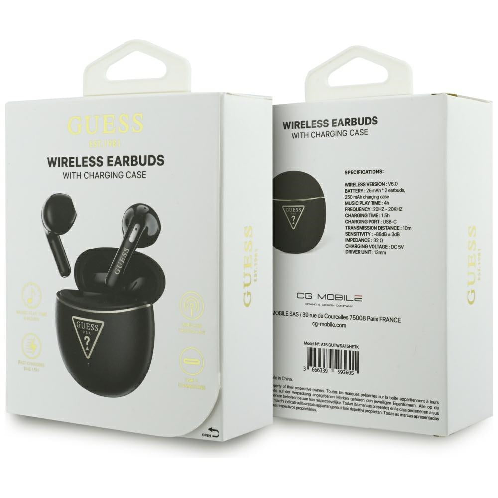 Handsfree Bluetooth Guess Script Print, TWS, Černá