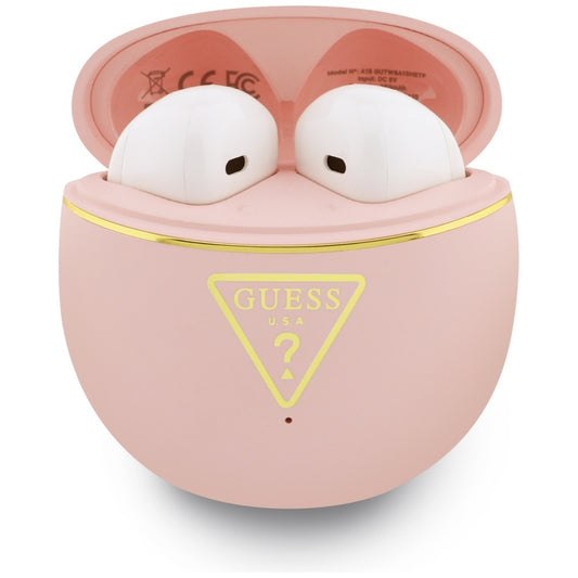 Handsfree Bluetooth Guess Script Print, TWS, Růžové