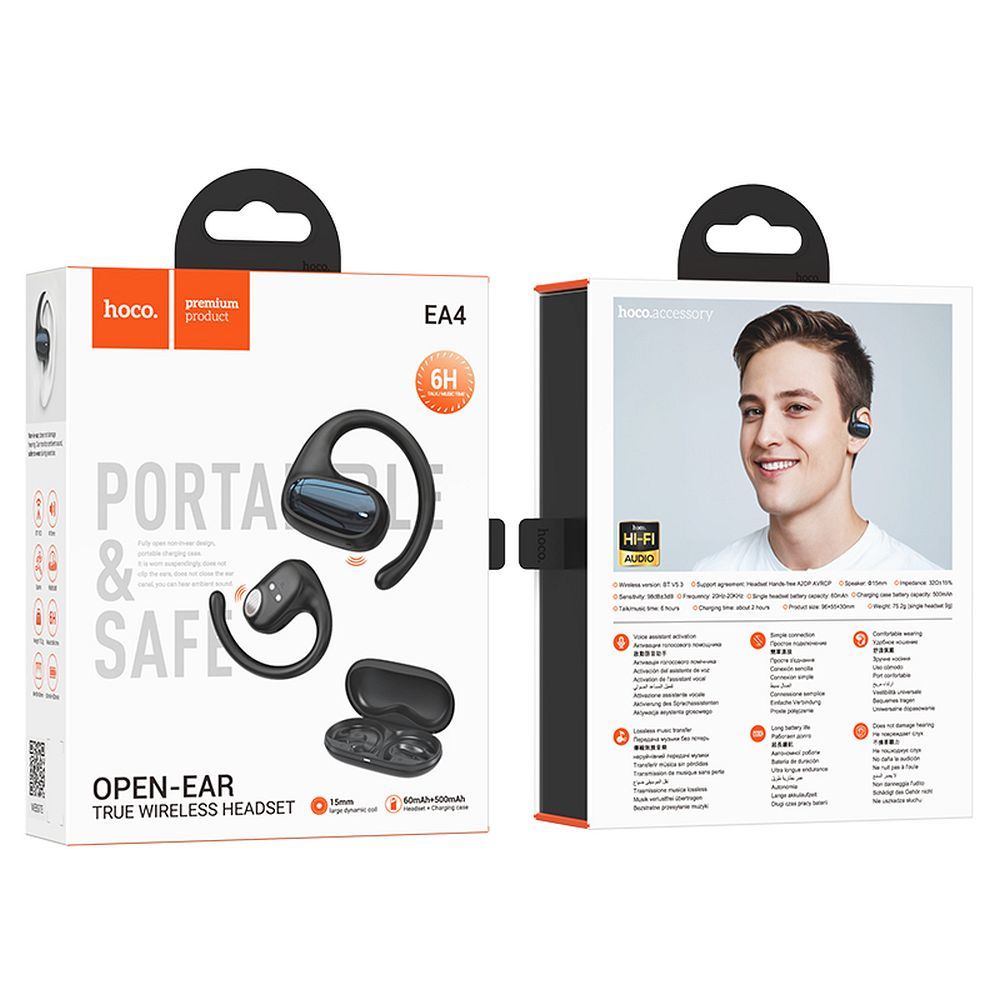 HOCO EA4 Bluetooth Handsfree, TWS, Black