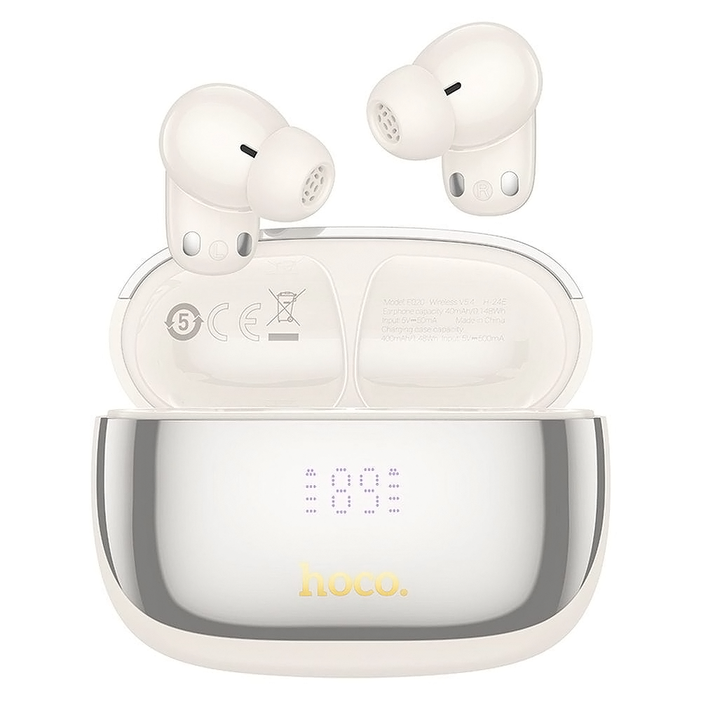 Handsfree Bluetooth HOCO EQ20, TWS, ANC, MultiPoint, Bílá