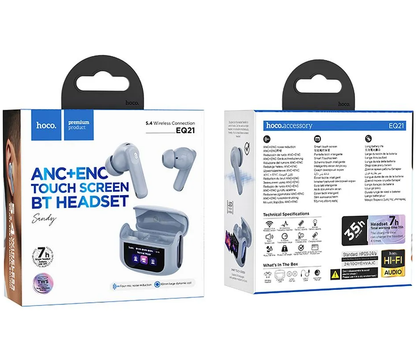 Handsfree Bluetooth HOCO EQ21, TWS, ANC, Modrá