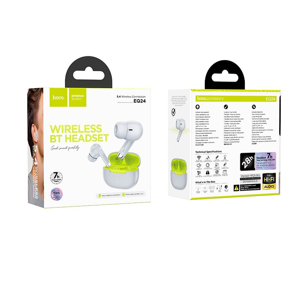 Handsfree Bluetooth HOCO EQ24, TWS, Šedé