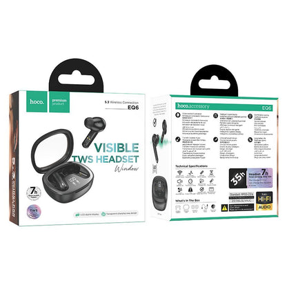 Handsfree Bluetooth HOCO Shadow EQ6, TWS, černá 