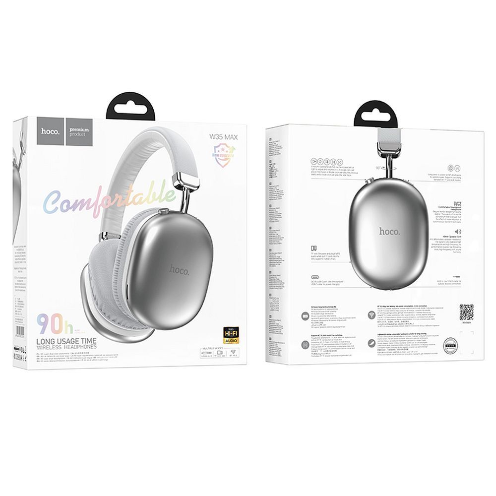 HOCO W35 Max Bluetooth Handsfree, A2DP, stříbrná 