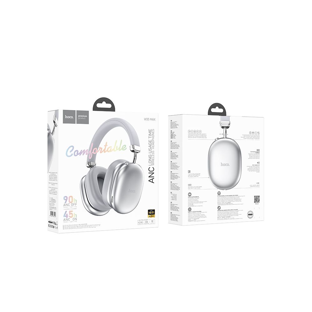 Handsfree Bluetooth HOCO W35 Max, A2DP, ANC, Stříbrný