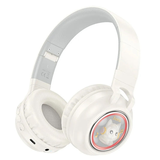 Handsfree Bluetooth HOCO W50 Kids Cute Cat, A2DP, Bílá