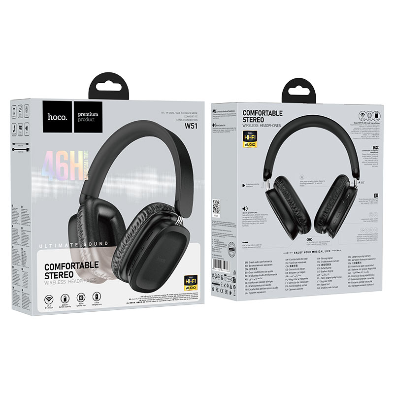 Handsfree Bluetooth HOCO W51 Delightful, A2DP, Černá