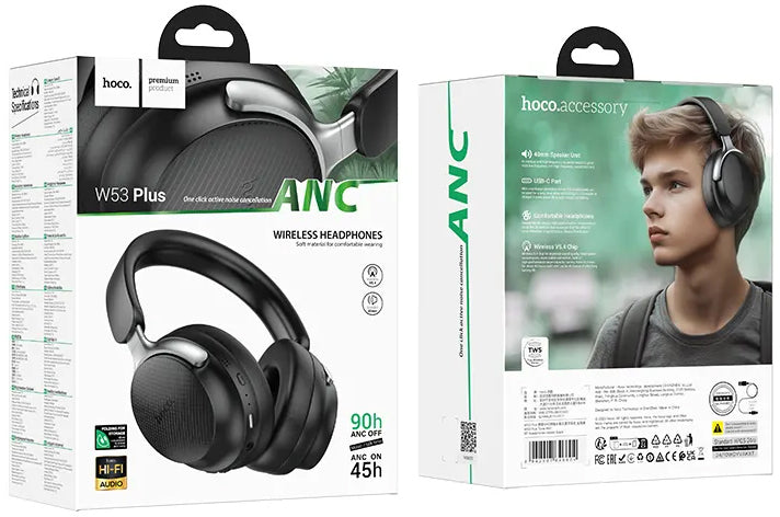 Handsfree Bluetooth HOCO W53 Plus, A2DP, ANC, Černá