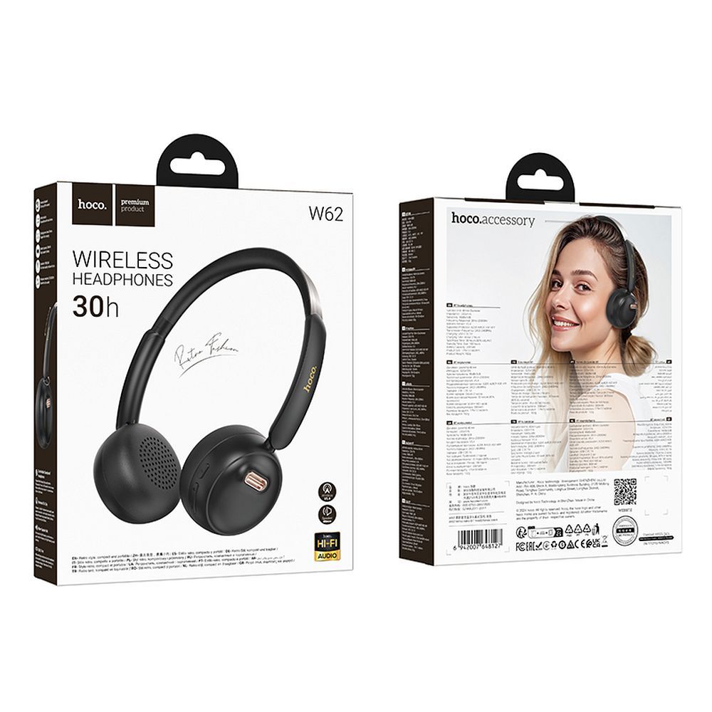 Handsfree Bluetooth HOCO W62, Černá