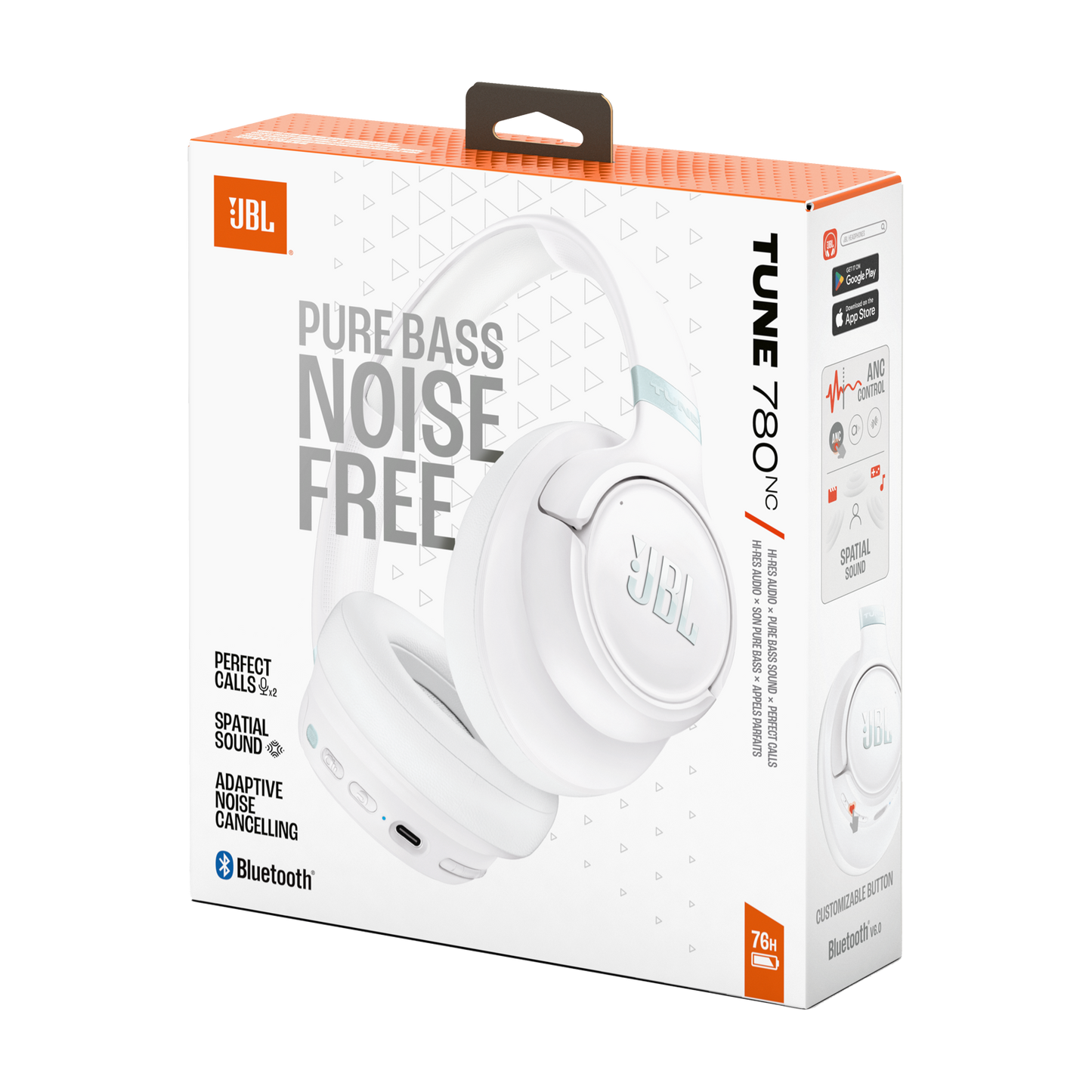 Handsfree Bluetooth JBL Tune 780NC, MultiPoint, A2DP, ANC, Bílá JBLT780NCWHT