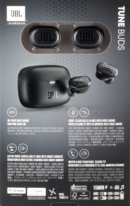 Handsfree Bluetooth JBL Tune Buds, TWS, ANC, Multipoint, Černá JBLTBUDSBLK