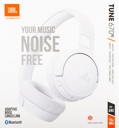 Handsfree Bluetooth JBL Tune 670NC, MultiPoint, A2DP, ANC, Bílá JBLT670NCWHTAP