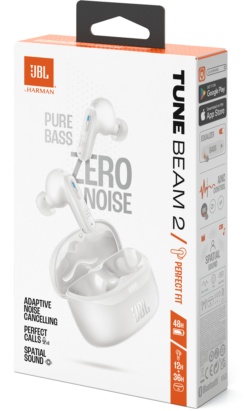 Handsfree Bluetooth JBL Tune Beam 2, TWS, ANC, MultiPoint, Bílá JBLTBEAM2WHT