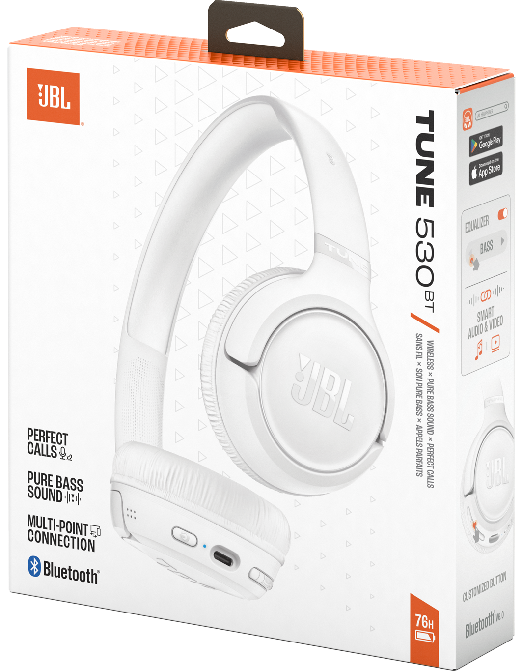 Handsfree Bluetooth JBL Tune 530BT, MultiPoint, A2DP, Bílá