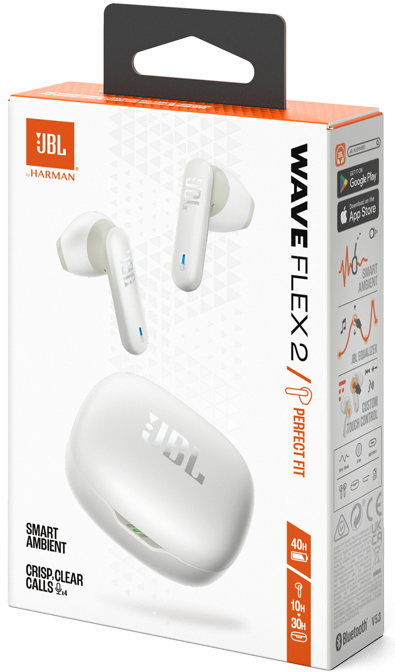 Handsfree Bluetooth JBL Wave Flex 2, TWS, ANC, MultiPoint, Bílá JBLWFLEX2WHT