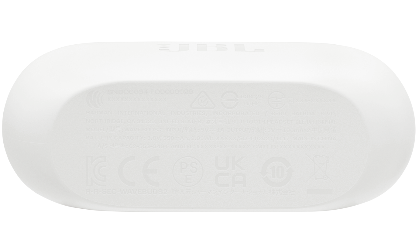 Handsfree Bluetooth JBL Wave Buds 2, TWS, ANC, MultiPoint, Bílá JBLWBUDS2WHT