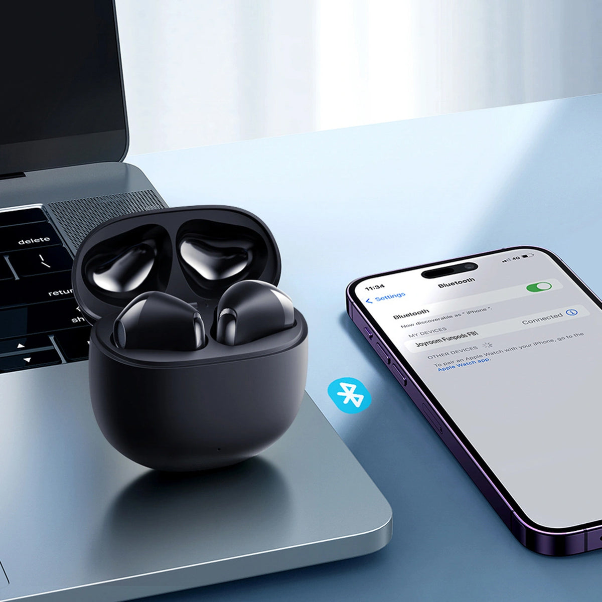 Handsfree Bluetooth Joyroom Funpods JR-FB1 Nová verze, TWS, Černá