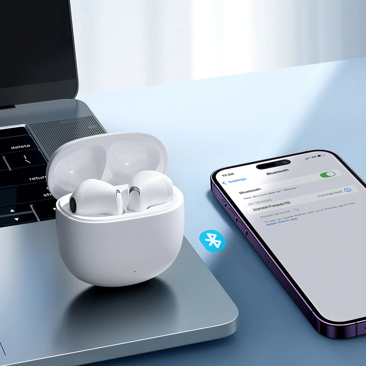 Bluetooth handsfree Joyroom Funpods JR-FB1 Nová verze, TWS, Bílá