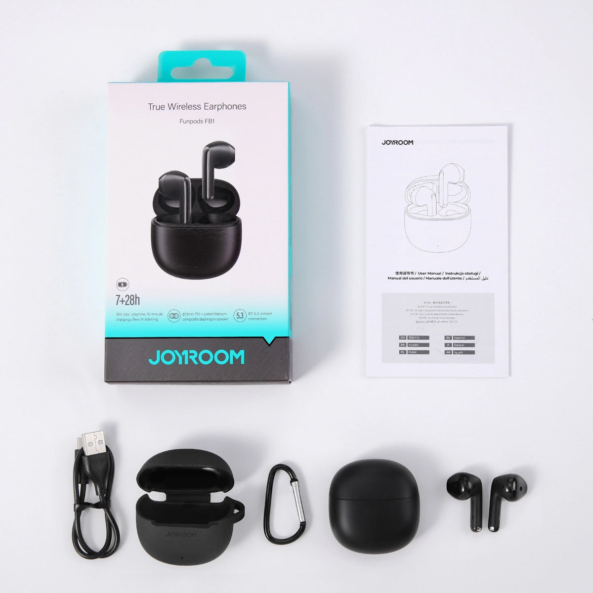 Handsfree Bluetooth Joyroom Funpods JR-FB1 Nová verze, TWS, Černá