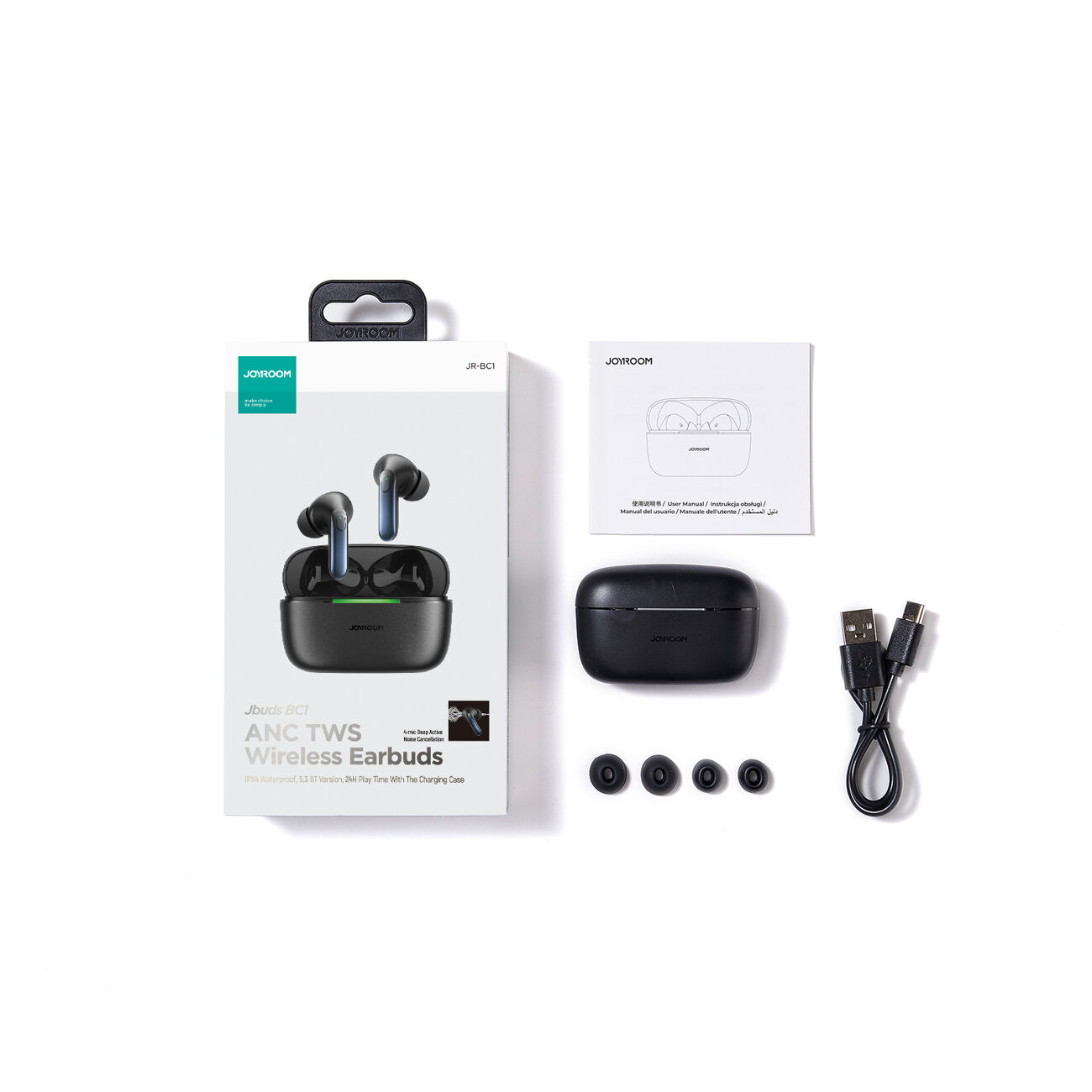 Handsfree Bluetooth Joyroom JR-BC1, TWS, ANC, Černá