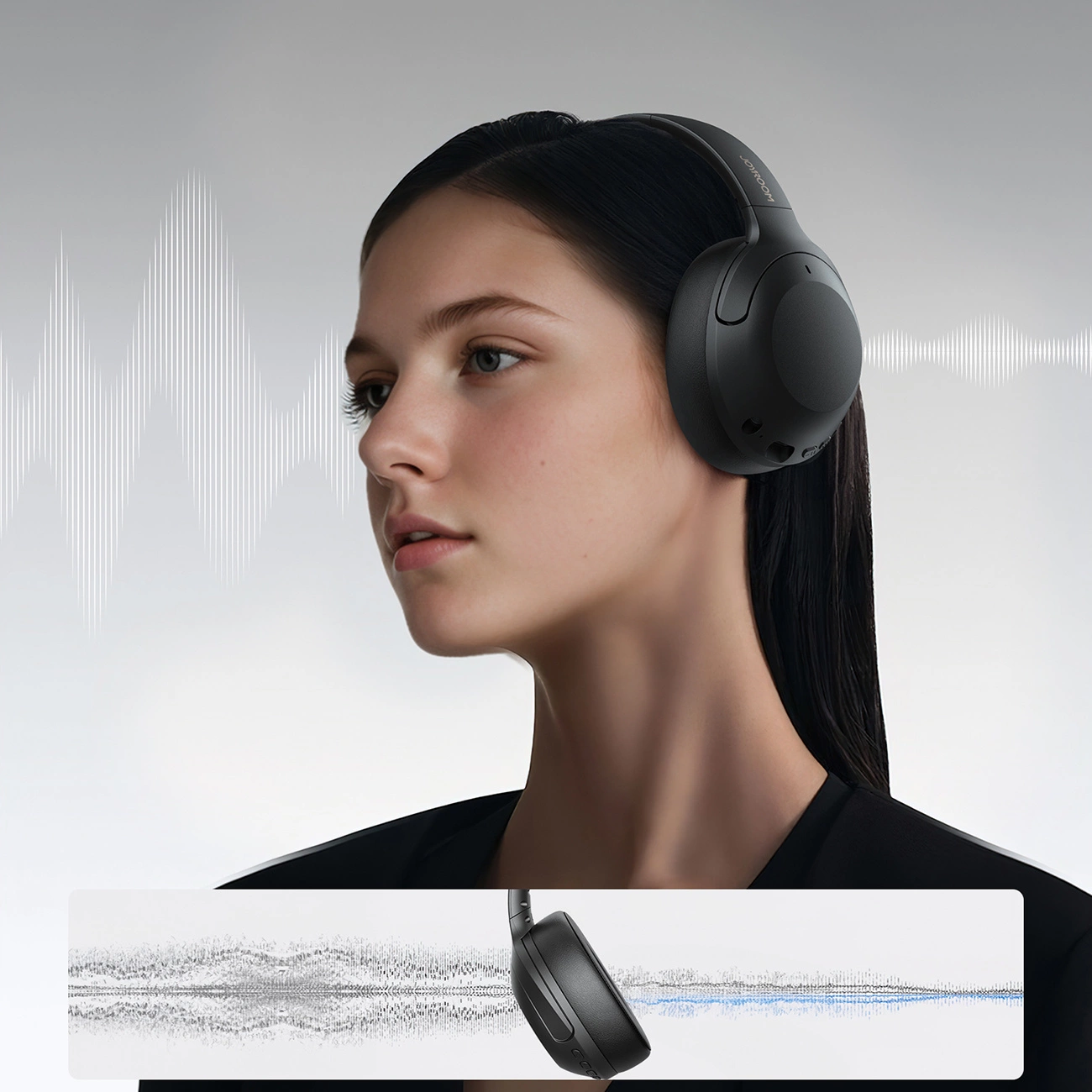 Handsfree Bluetooth Joyroom JR-JH2, A2DP, ANC, Černá