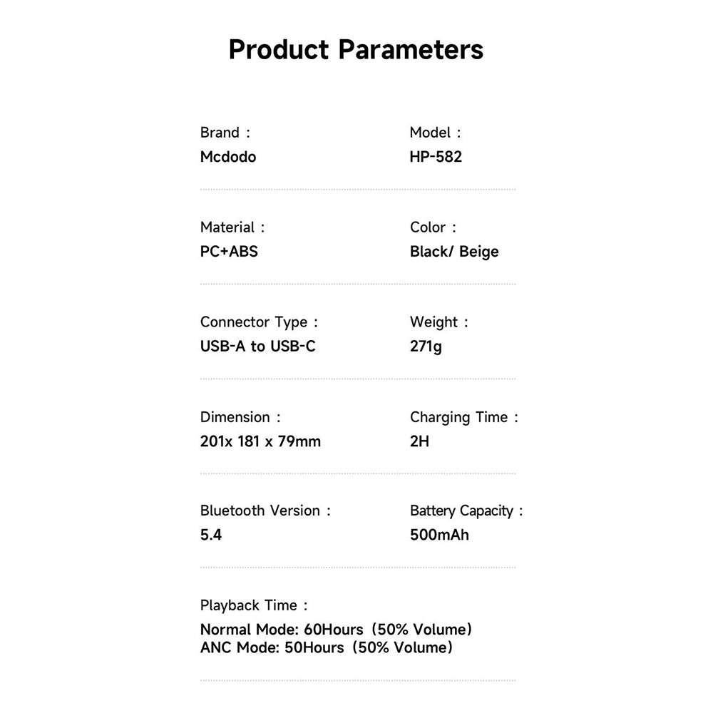 Handsfree Bluetooth McDodo HP-5820 T03, A2DP, ANC, Black