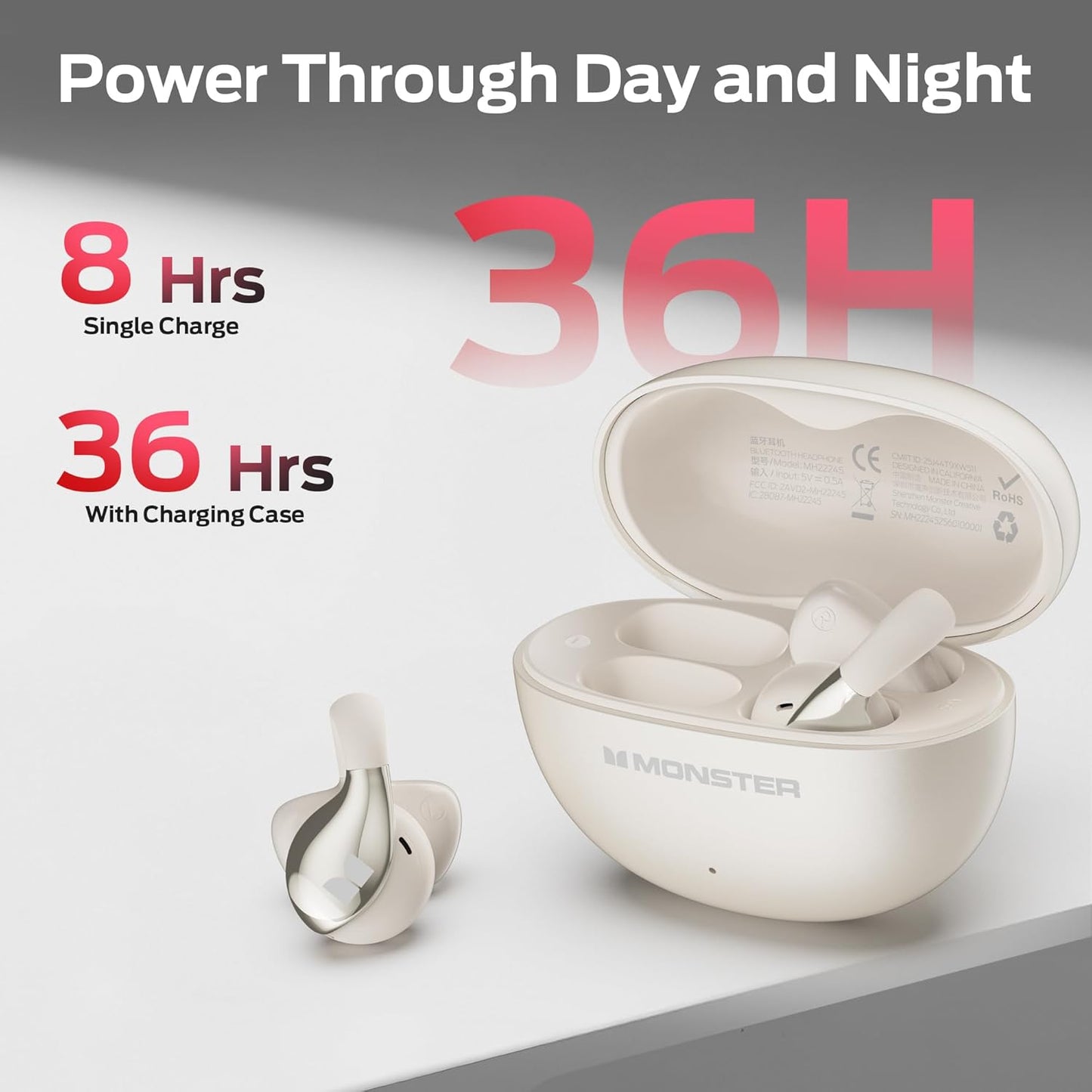 Handsfree Bluetooth Monster AC225, TWS, Světle krémová