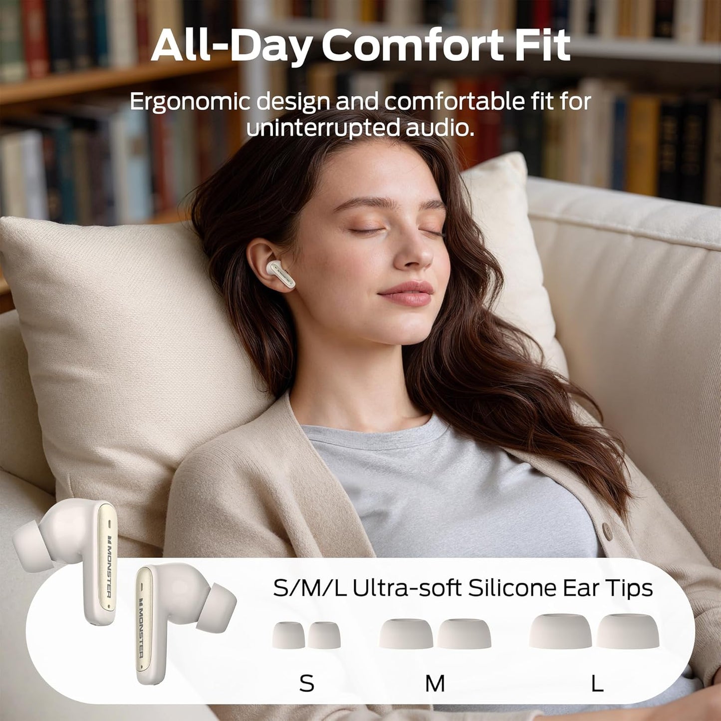 Handsfree Bluetooth Monster N-Lite 310, TWS, Světle krémová