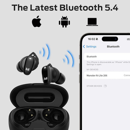Handsfree Bluetooth Monster N-Lite 206, TWS, Černá
