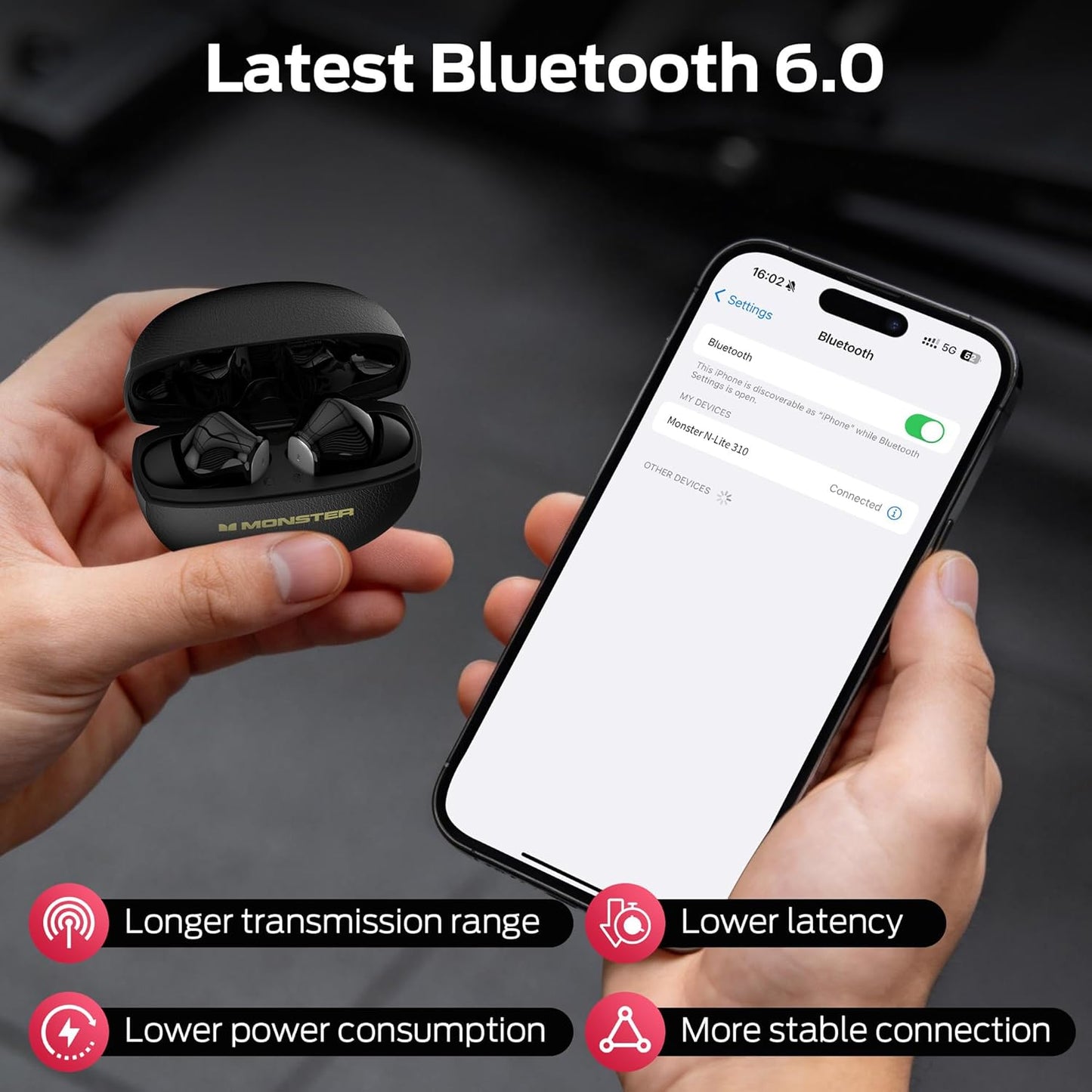 Handsfree Bluetooth Monster N-Lite 310, TWS, Černá