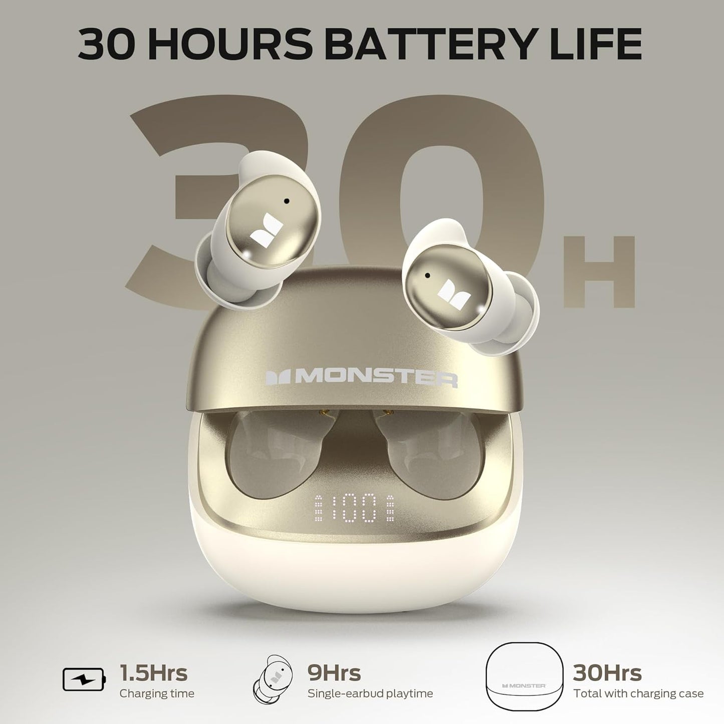 Handsfree Bluetooth Monster Sleep Ear200, TWS, ANC, Zlatá