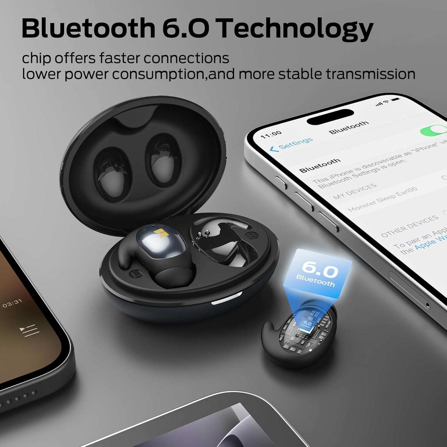 Handsfree Bluetooth Monster Sleep Ear100, TWS, Černá