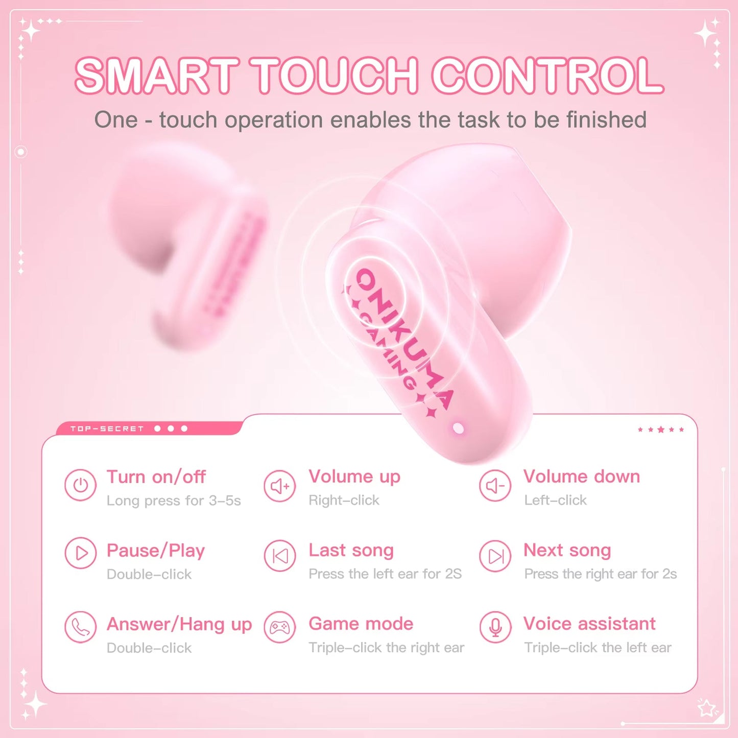 Handsfree Bluetooth Onikuma TX603, TWS, Růžová