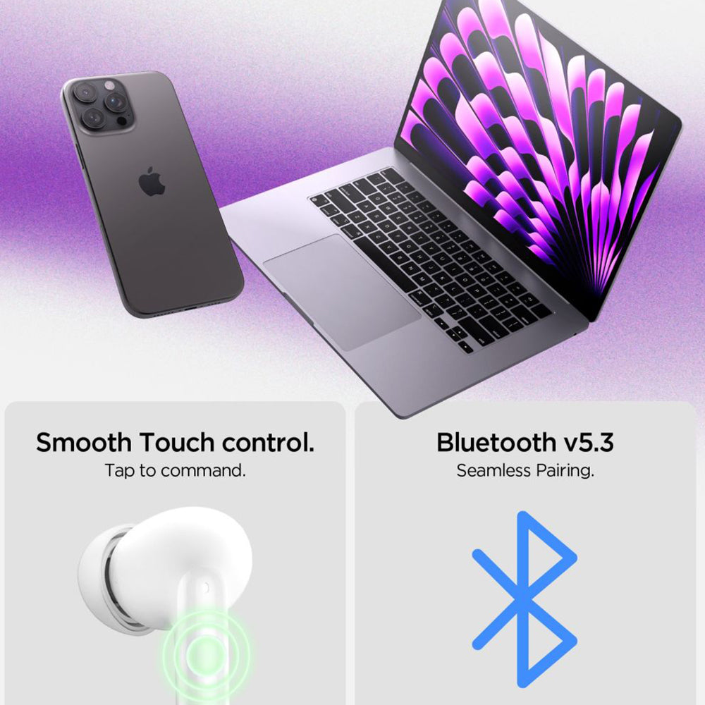 Handsfree Bluetooth Spigen SA2400, TWS, ANC, Bílá
