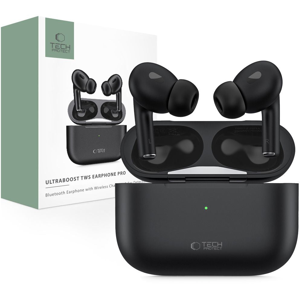 Handsfree Bluetooth Tech-Protect Ultraboost Pro, TWS, černá