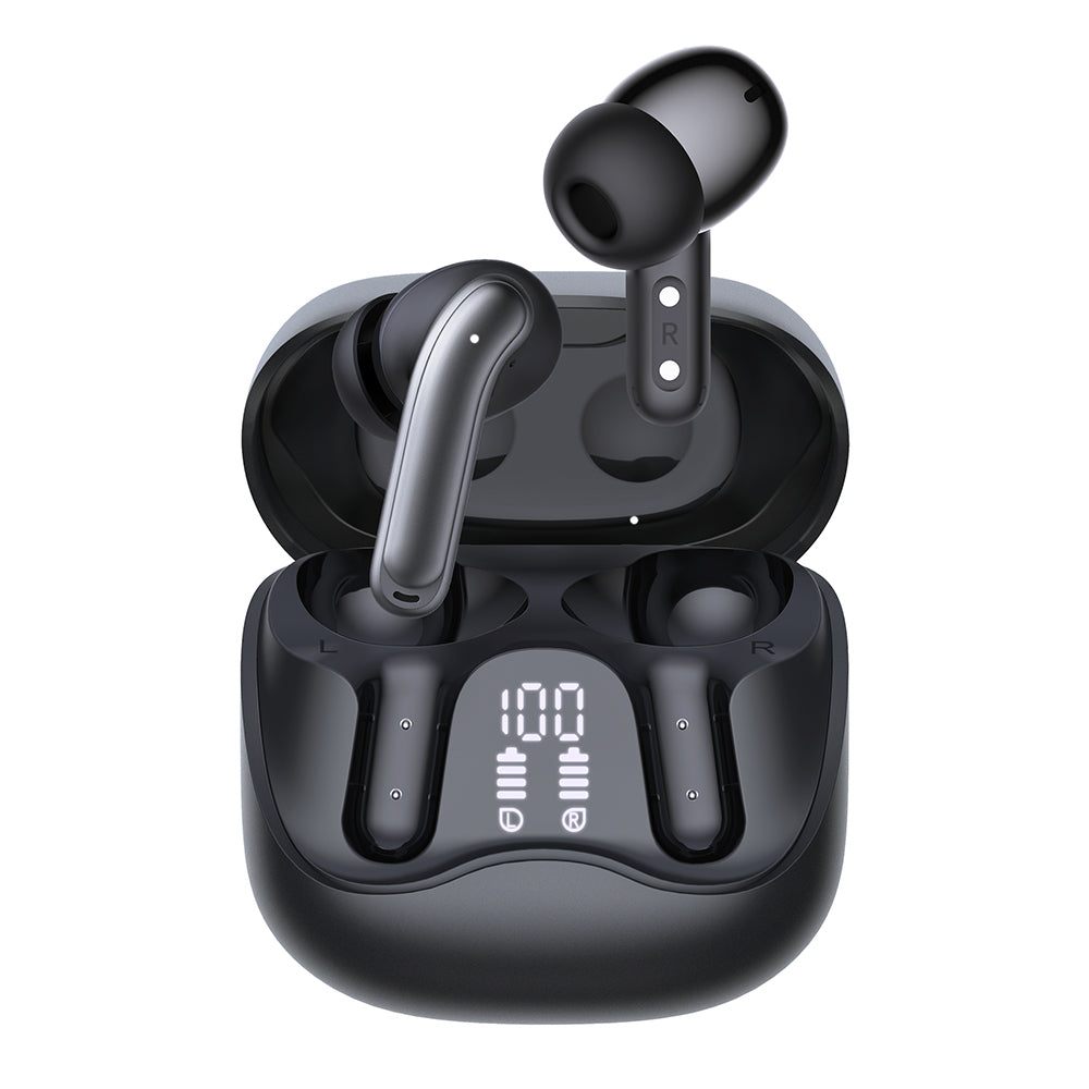 Handsfree Bluetooth Techsuit CW5 EchoFit Pro, TWS, ANC, MultiPoint, Černá