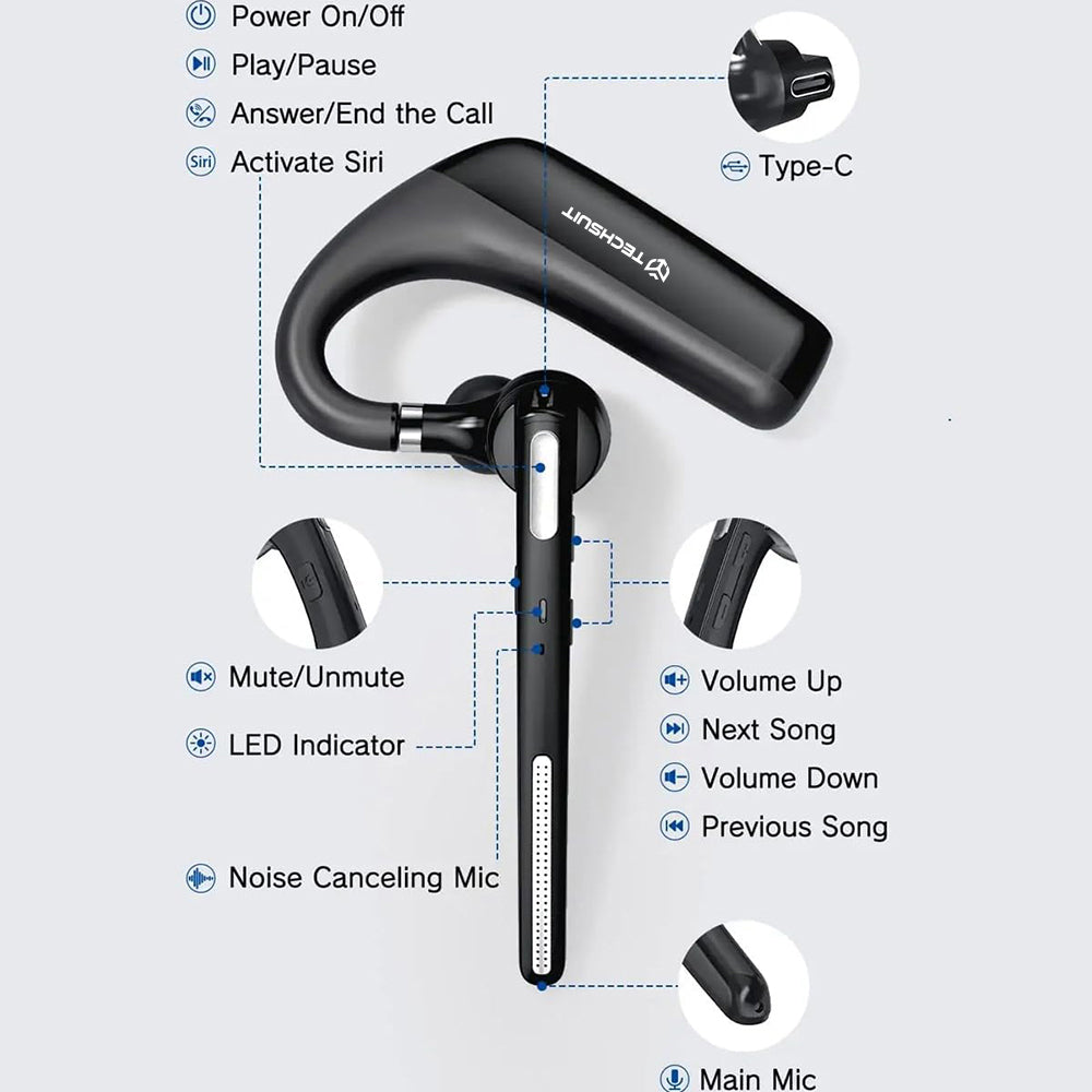 Handsfree Bluetooth Techsuit PowerTalks G6, MultiPoint, A2DP, Černá