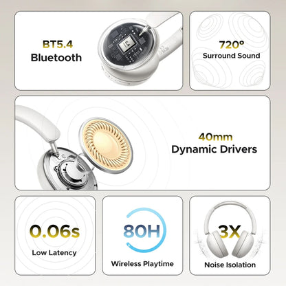 Handsfree Bluetooth UGREEN HiTune Max 2 HP205, MultiPoint, A2DP, ANC, Černá