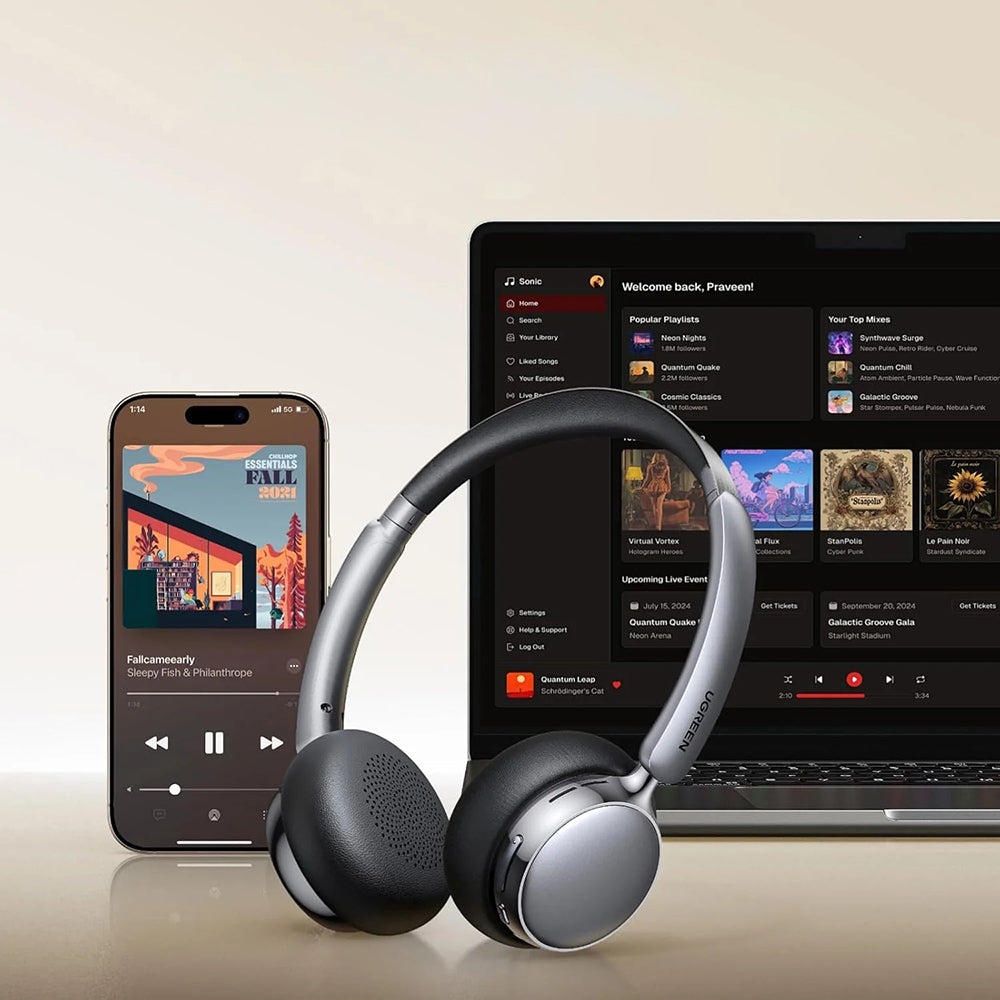 Handsfree Bluetooth UGREEN HiTune Studio Plus HP207, A2DP, ANC, Hnědá