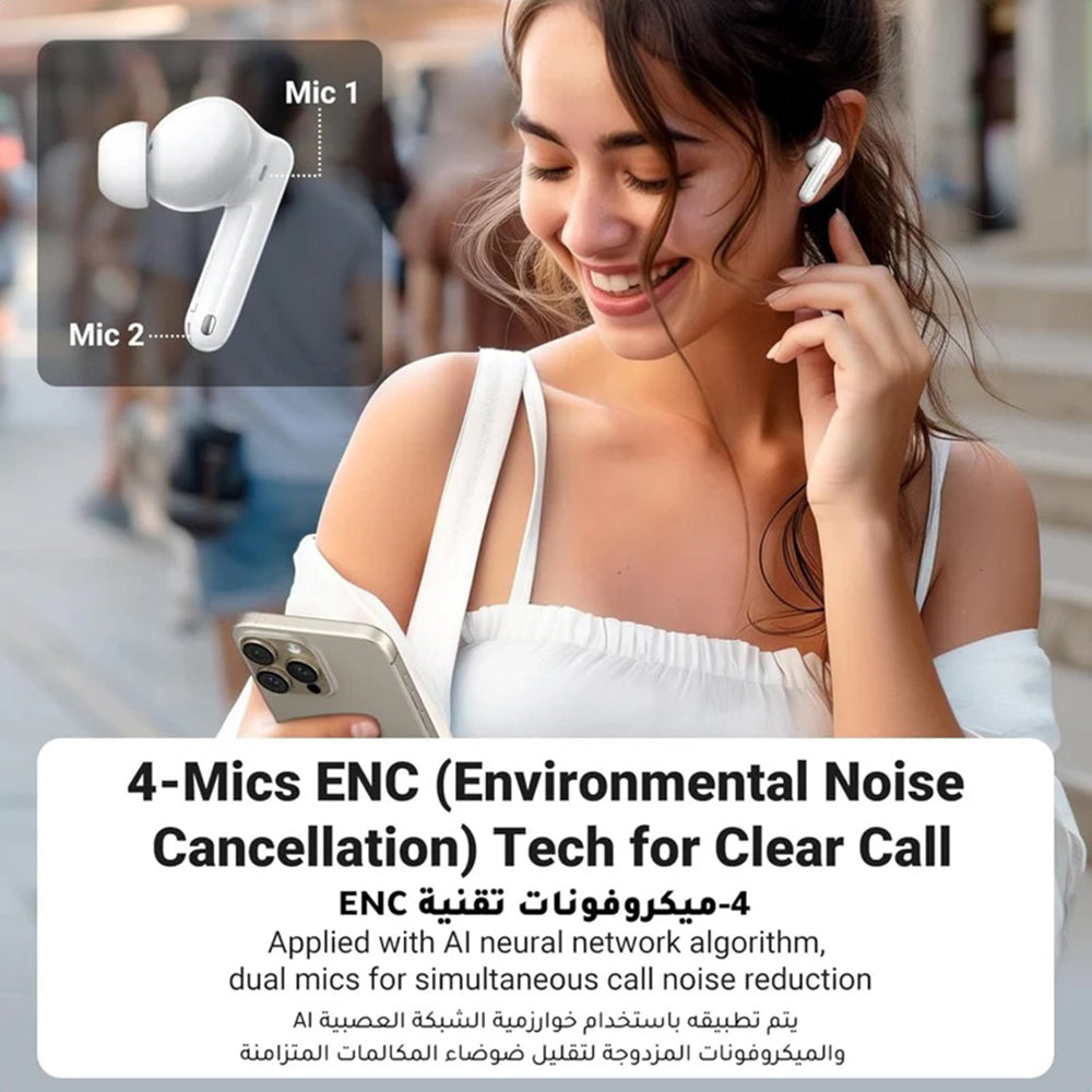 Handsfree Bluetooth UGREEN HiTune T3 Pro WS206, TWS, ANC, MultiPoint, Bílá