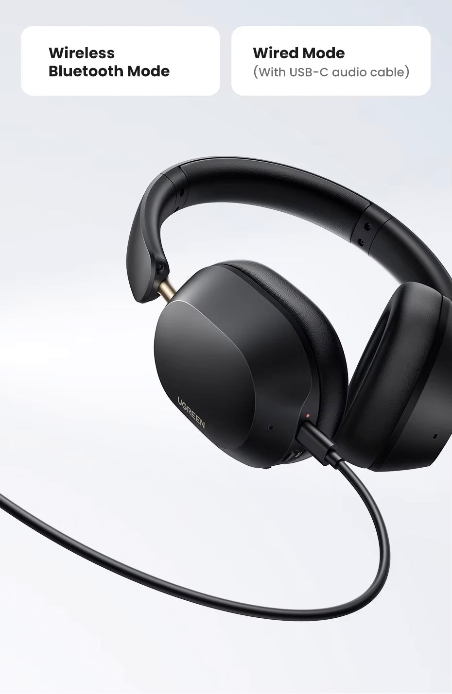 Handsfree Bluetooth UGREEN HP203, A2DP, ANC, Černá