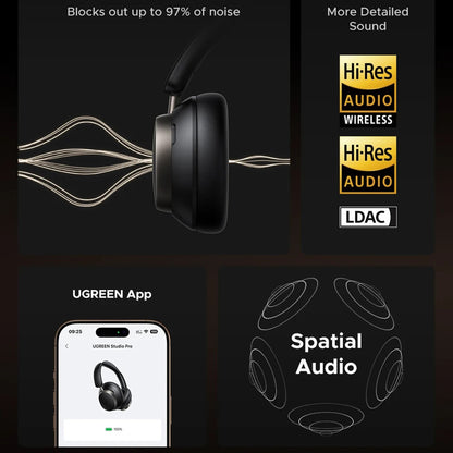 Handsfree Bluetooth UGREEN Studio Pro HP206, A2DP, ANC, Černá