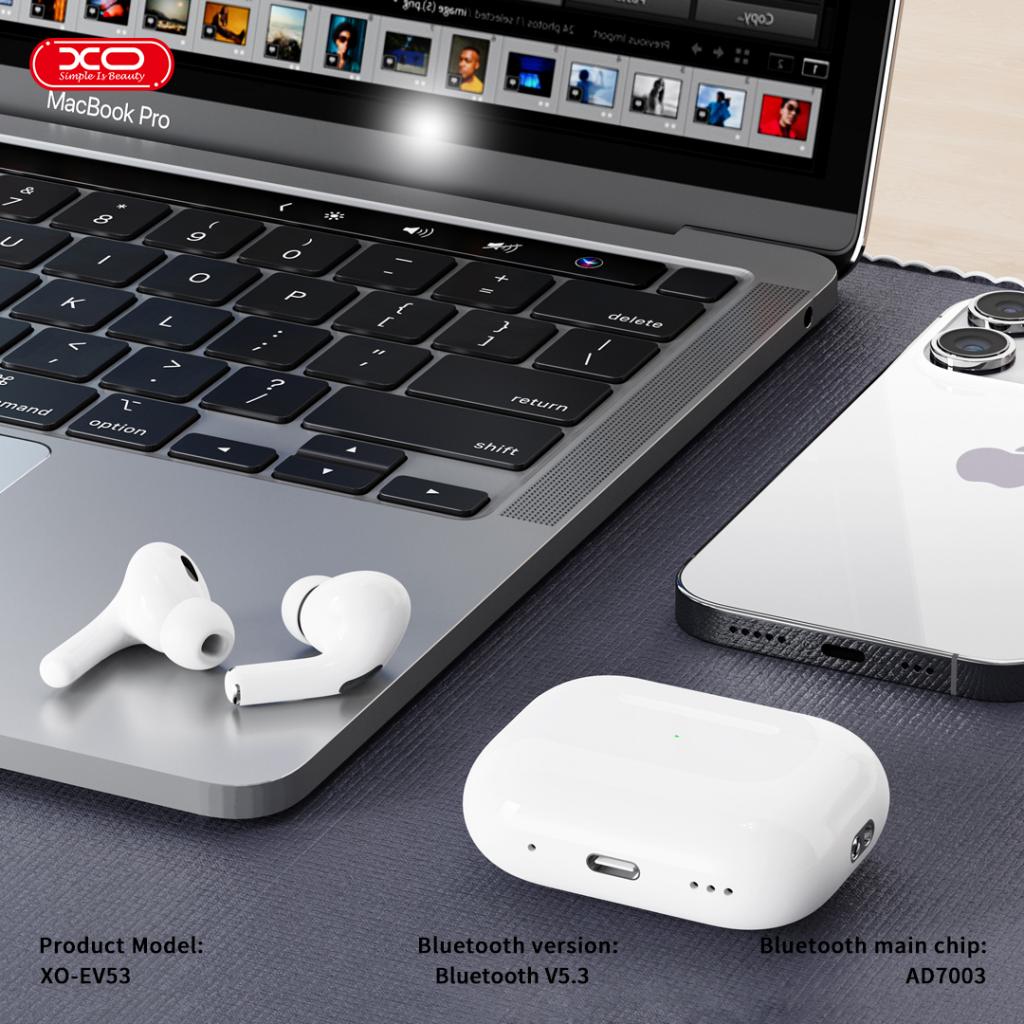 Handsfree Bluetooth XO Design EV53, TWS, ANC, Bílá