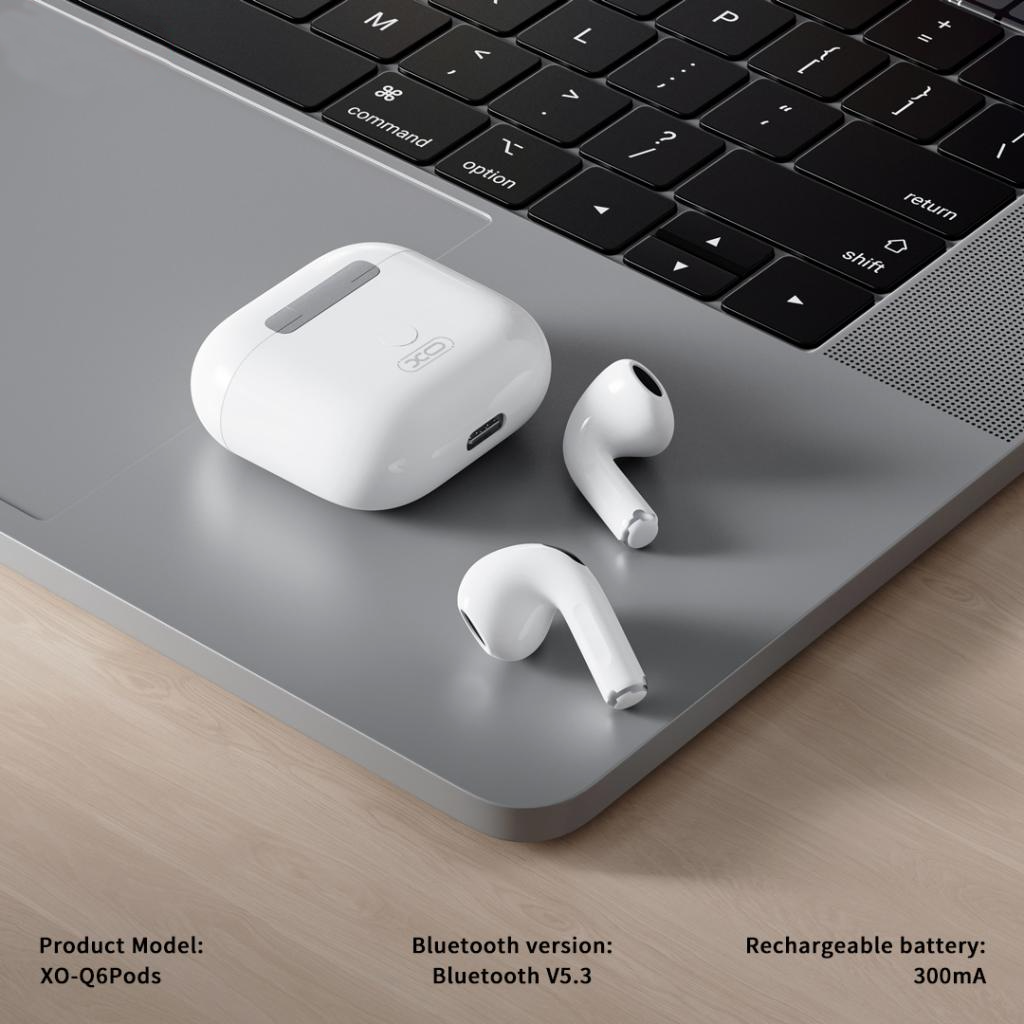 Handsfree Bluetooth XO Design Q6 Pods, TWS, Bílá