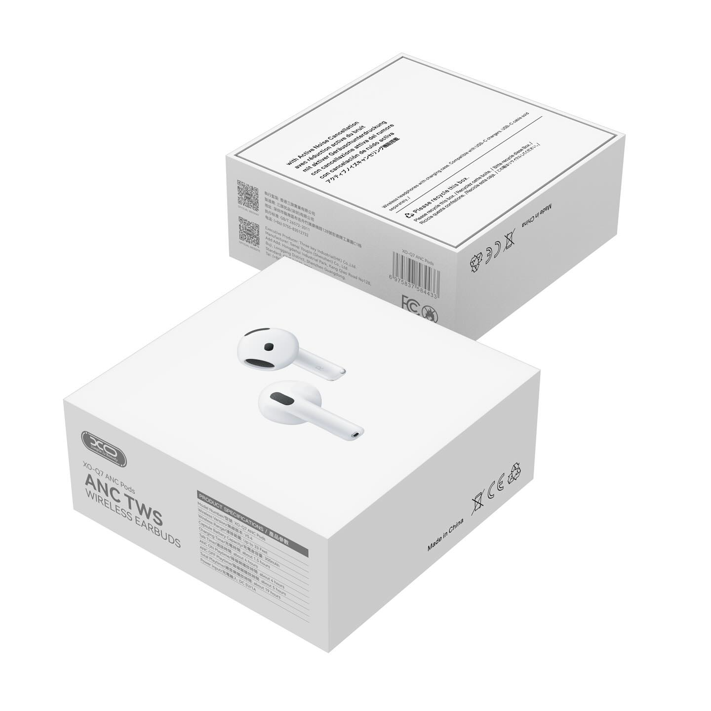 Handsfree Bluetooth XO Design Q7 Pods, TWS, ANC, Bílá