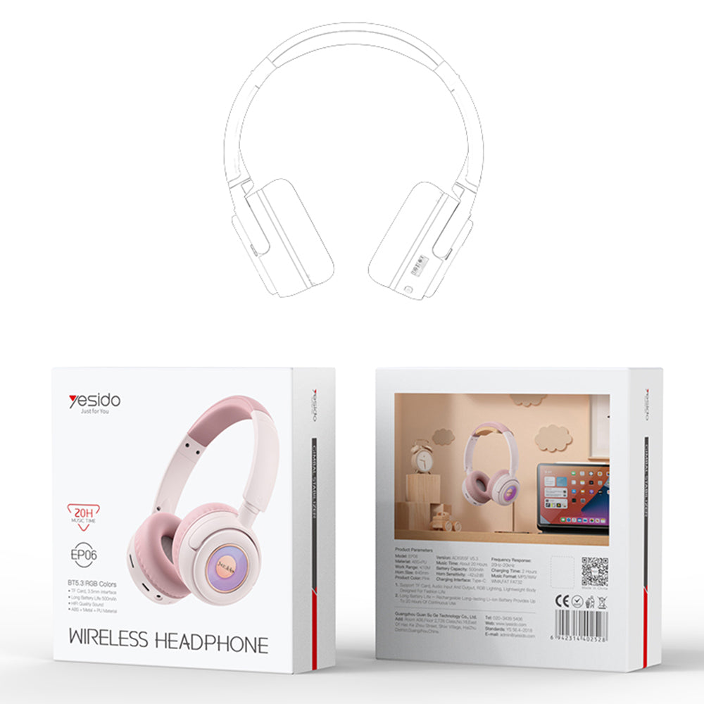 Handsfree Bluetooth Yesido EP06 Kids, A2DP, Černá